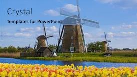  Presentation with windmills - Amazing presentation having windmills-and-flowers-in-netherlands backdrop and a light blue colored foreground