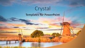  Presentation with windmills - Presentation theme consisting of windmills-and-water-canal background and a light blue colored foreground
