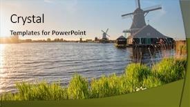  Presentation with windmills - Slide deck with windmills at famous tourist site background and a  colored foreground