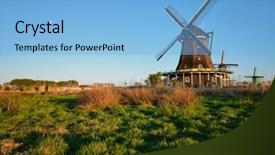  Presentation with old windmill - Colorful PPT theme enhanced with windmills at famous tourist site backdrop and a  colored foreground