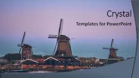  Presentation with old windmill - Presentation theme having windmills at famous tourist site background and a  colored foreground
