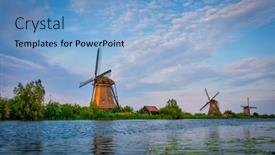  Presentation with windmills - Theme with windmills-at-kinderdijk-in-holland background and a light blue colored foreground