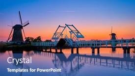  Presentation with windmills - Amazing slide deck having windmills-at-kinderdijk-in-holland backdrop and a ocean colored foreground