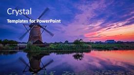  Presentation with windmills - Slide deck with windmills-at-kinderdijk-in-holland background and a cobalt blue colored foreground