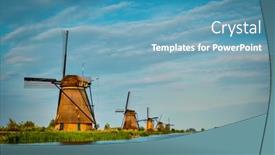 Presentation with lanscape - Beautiful PPT theme featuring windmills-at-kinderdijk-in-holland backdrop and a teal colored foreground