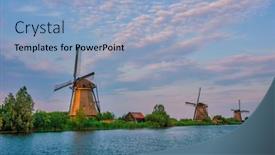  Presentation with lanscape - Slide deck with windmills-at-kinderdijk-in-holland background and a light blue colored foreground