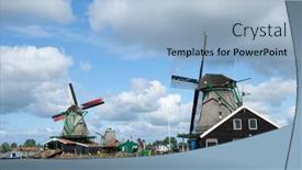  Presentation with windmills - Audience pleasing PPT theme consisting of windmills-at-the-dutch-zaanse backdrop and a light blue colored foreground