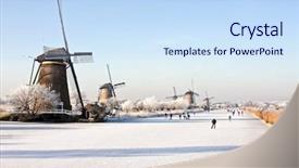  Presentation with windmills - Amazing presentation theme having wintersports - windmills at the kinderdijk backdrop and a sky blue colored foreground