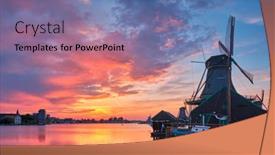  Presentation with windmills - Slides featuring windmills-at-zaanse-schans background and a teal colored foreground