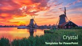  Presentation with windmills - PPT theme featuring windmills-at-zaanse-schans background and a tawny brown colored foreground