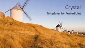  Presentation with windmills - PPT theme featuring windmills-consuegra-castile-la-mancha background and a light blue colored foreground