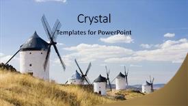  Presentation with windmills - Presentation theme enhanced with windmills consuegra castile-la mancha spain background and a light blue colored foreground
