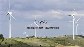  Presentation with power generation - Colorful presentation design enhanced with windmills for electric power generation backdrop and a light blue colored foreground