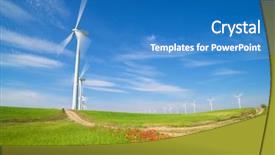  Presentation with windmills - PPT theme with windmills for electric power production background and a teal colored foreground