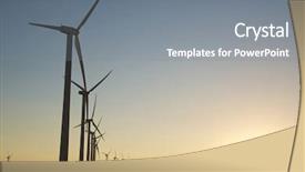 Presentation with electric power distribution systems - Theme featuring windmills for electric power production background and a gray colored foreground