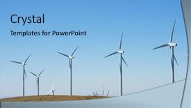  Presentation with power cable electri - Presentation design featuring windmills for electric power production background and a light blue colored foreground