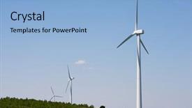  Presentation with electric distribution substation power - Cool new PPT theme with windmills for electric power production backdrop and a light blue colored foreground