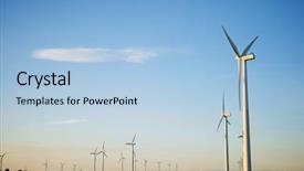  Presentation with power cable electri - PPT theme consisting of windmills for electric power production background and a light blue colored foreground
