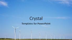  Presentation with windmills - Beautiful presentation design featuring windmills for electric power production backdrop and a light blue colored foreground