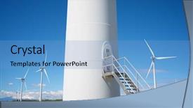  Presentation with windmills - Audience pleasing PPT layouts consisting of windmills for electric power production backdrop and a teal colored foreground