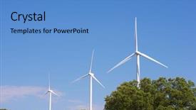  Presentation with electric distribution substation power - Cool new slide deck with windmills for electric power production backdrop and a teal colored foreground