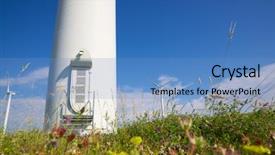  Presentation with windmills - Presentation design with windmills for electric power production background and a teal colored foreground