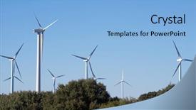  Presentation with power cable electri - Presentation featuring windmills for electric power production background and a light blue colored foreground