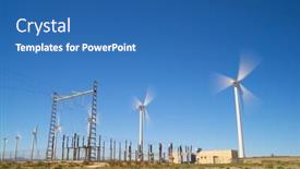  Presentation with substation - Slide set consisting of windmills-for-electric-power-production background and a ocean colored foreground