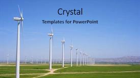  Presentation with windmills - Slide deck having windmills for electric power production background and a light blue colored foreground