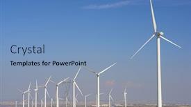  Presentation with windmills - Presentation theme with natural resources - windmills for electric power production background and a teal colored foreground