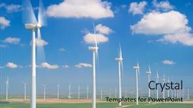  Presentation with windmills - Audience pleasing PPT theme consisting of rotating rolling - windmills for electric power production backdrop and a light blue colored foreground