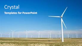  Presentation with electric power distribution systems - Presentation theme featuring windmills-for-electric-power-production background and a teal colored foreground