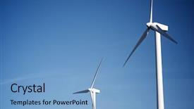  Presentation with industrial power - Colorful PPT theme enhanced with windmills for electric power production backdrop and a light blue colored foreground