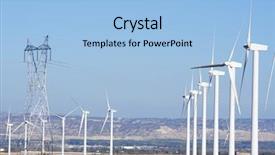  Presentation with electric transmission - Presentation featuring windmills for electric power background and a light blue colored foreground