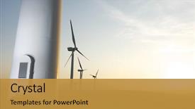 Presentation with renewable energy - Presentation design having windmills for renewable electric energy background and a gold colored foreground