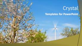  Presentation with renewable energy - Presentation design with windmills-for-renewable-electrical-energy background and a teal colored foreground