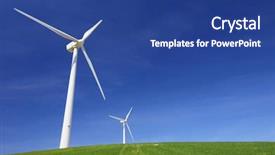  Presentation with renewable energy - Audience pleasing presentation theme consisting of windmills for renewable energy production backdrop and a ocean colored foreground