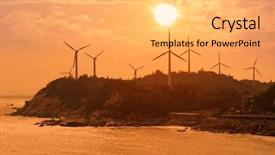 Presentation with windmills - PPT theme with windmills generating electricity during sunset background and a yellow colored foreground