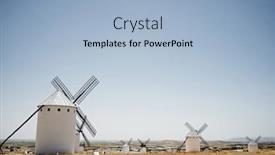  Presentation with windmills - PPT theme with windmills-in-campo-de-criptana background and a light blue colored foreground