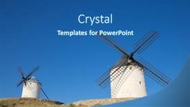  Presentation with windmills - Cool new presentation design with windmills-in-consuegra-toledo-province backdrop and a ocean colored foreground