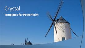  Presentation with windmills - Presentation with windmills-in-consuegra-toledo-province background and a ocean colored foreground