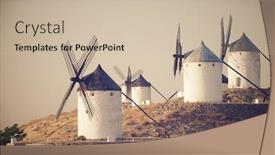  Presentation with windmills - Beautiful slide set featuring windmills-in-consuegra-toledo-province backdrop and a soft green colored foreground