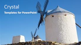  Presentation with windmills - Presentation theme having windmills-in-consuegra-toledo-province background and a teal colored foreground