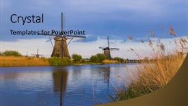  Presentation with windmills - Colorful presentation enhanced with windmills in kinderdijk - netherlands - architecture backdrop and a light blue colored foreground