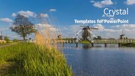  Presentation with windmills - Slides featuring windmills-in-kinderdijk-netherlands-architecture background and a teal colored foreground