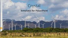  Presentation with windmills - Presentation theme enhanced with windmills-in-the-rural-landscapes background and a light blue colored foreground