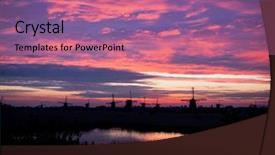  Presentation with windmills - Audience pleasing presentation theme consisting of windmills panorama in early morning backdrop and a coral colored foreground