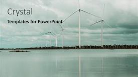 Presentation with windmills - PPT theme having windmills-power-generators-in-ocean background and a light gray colored foreground