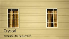  Presentation with vinyl - Presentation having window against vinyl siding background and a yellow colored foreground