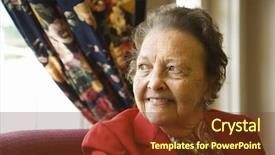  Presentation with community center - Cool new PPT theme with window at retirement community center backdrop and a  colored foreground